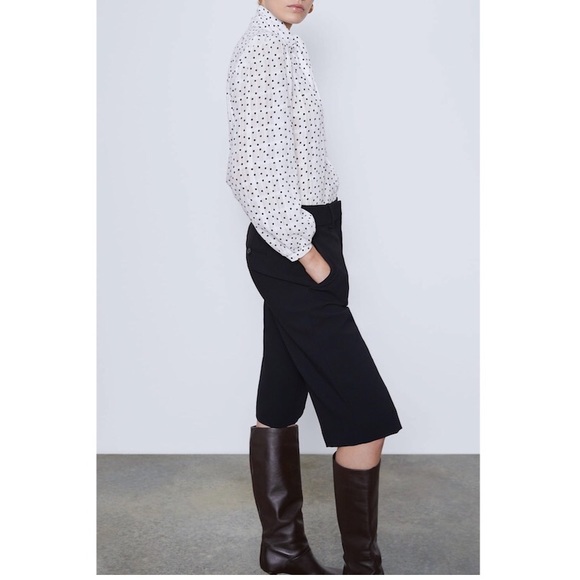 ZARA Jacquard Blouse With Bow - Picture 4 of 8